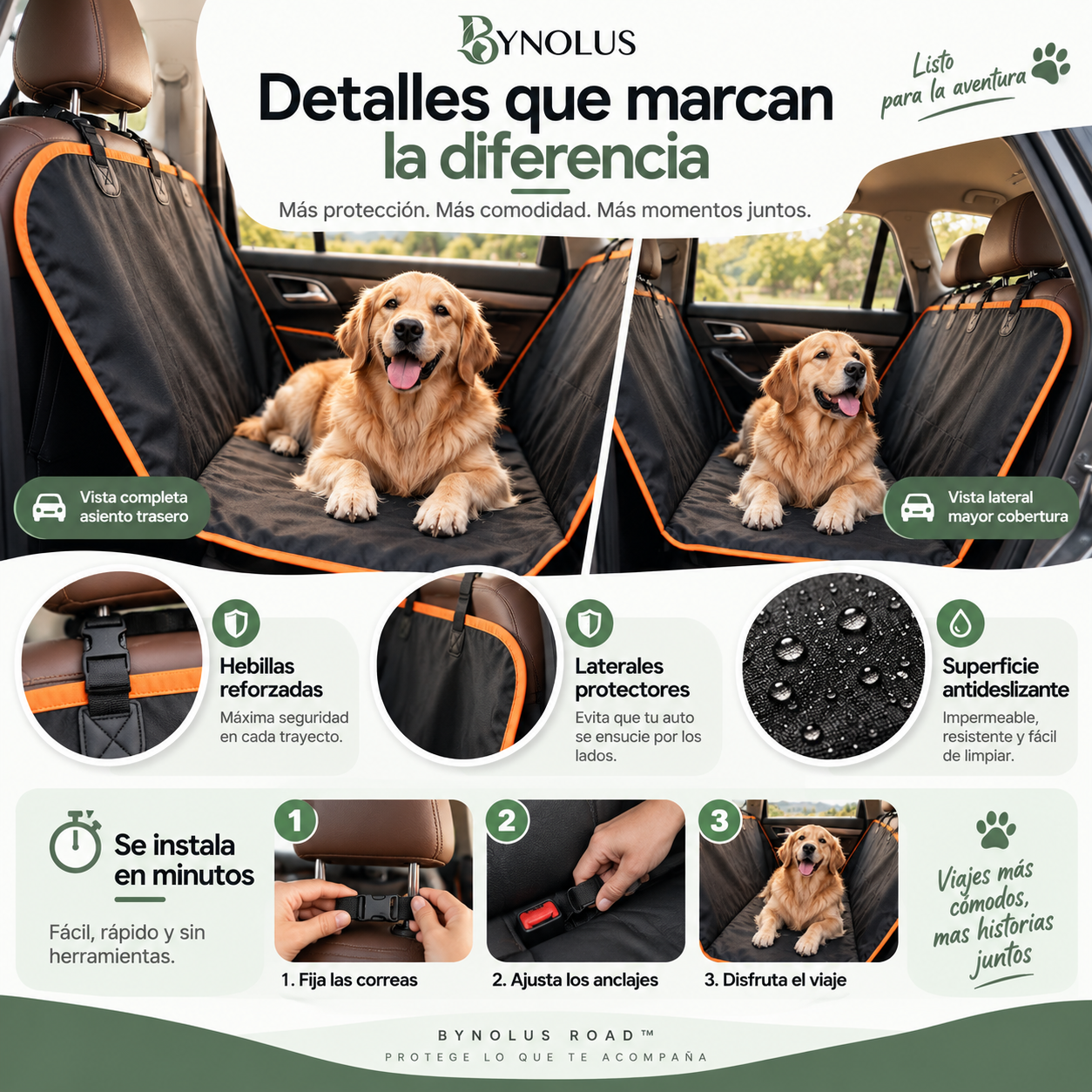 Bynolus Road™ | Protector impermeable para asiento de coche