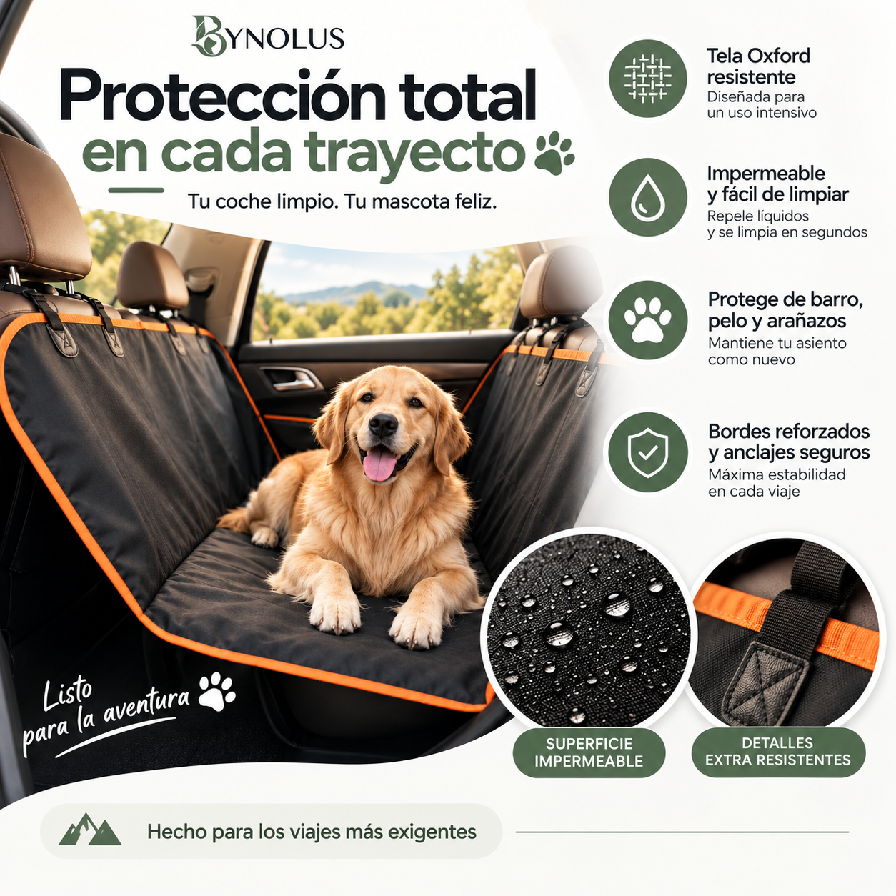 Bynolus Road™ | Protector impermeable para asiento de coche