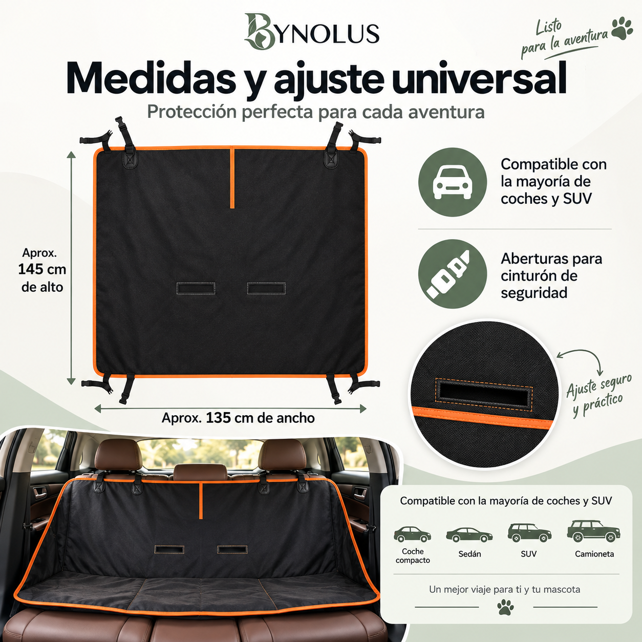 Bynolus Road™ | Protector impermeable para asiento de coche