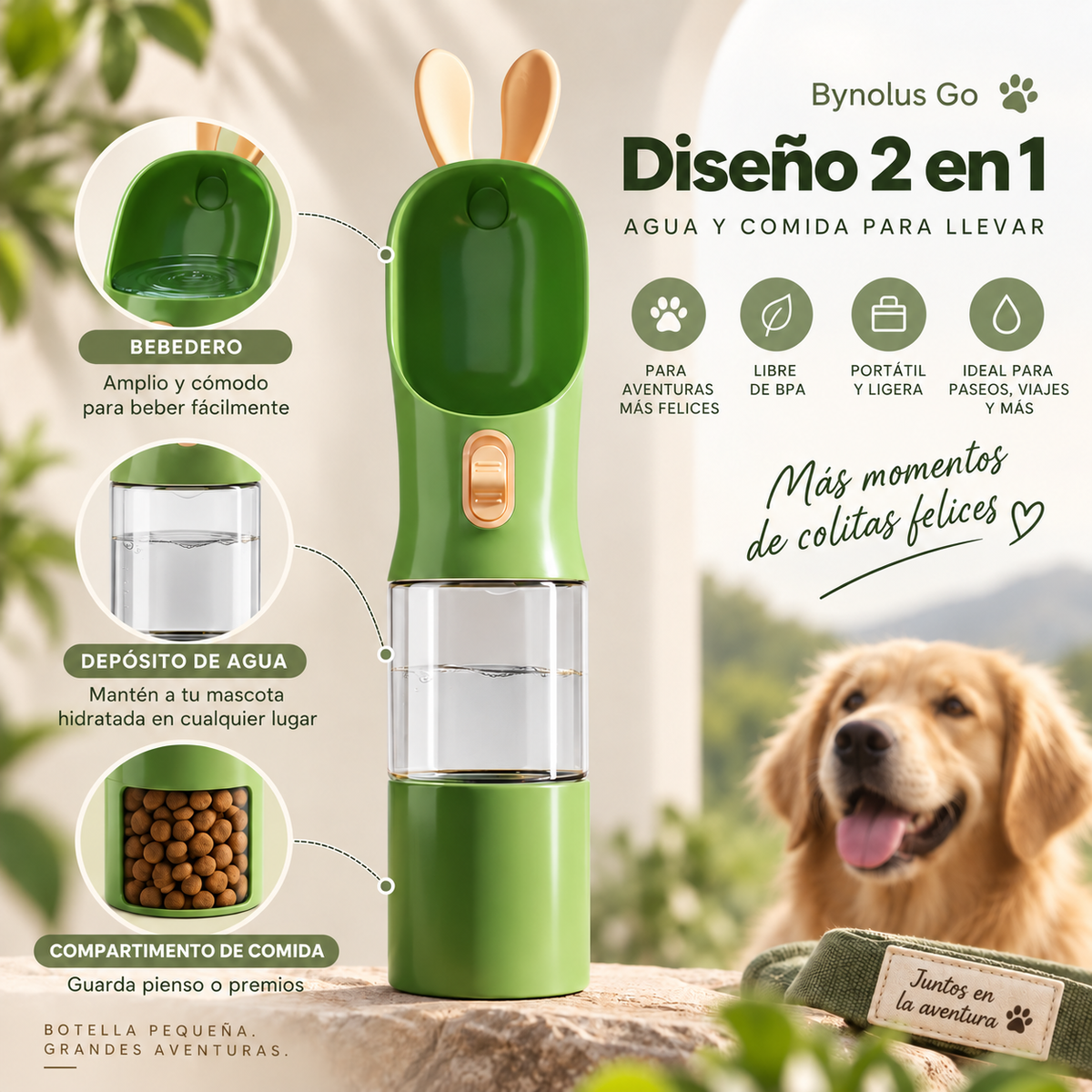 Bynolus Go™ | Botella 2 en 1 para mascotas