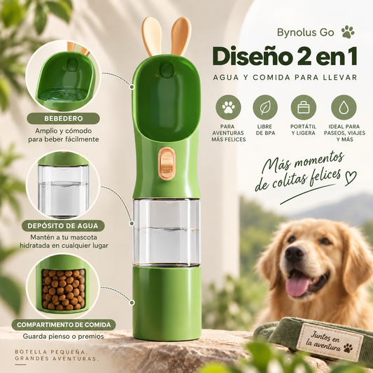 Bynolus Go™ | Botella 2 en 1 para mascotas